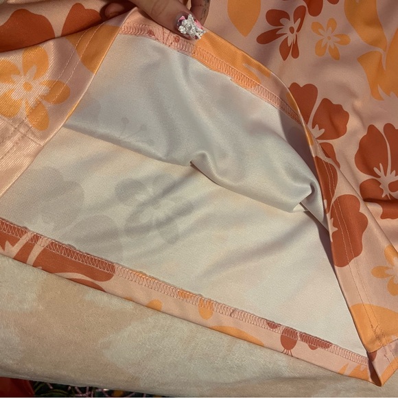 Orange floral collar dress. Never worn size medium - Picture 3 of 4